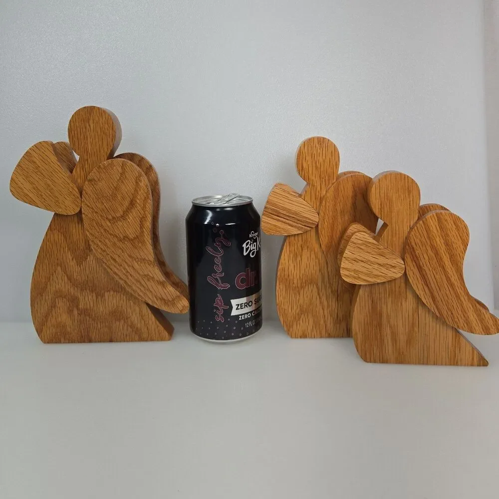 Wooden Angel Figurines Set of 3 Graduated Sizes Handmade Minimalist Cottagecore